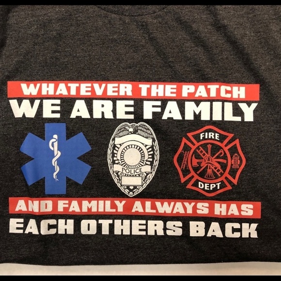 46. Dark Gray T-shirt We are Family-Police-Fire-EMS - Picture 2 of 4